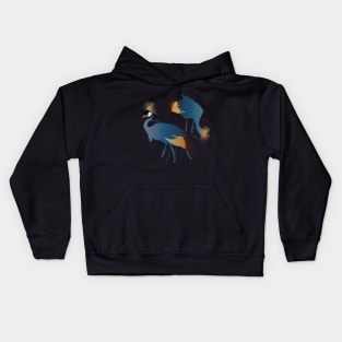 blue crane birds Kids Hoodie